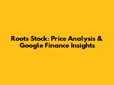 Roots Stock: Price Analysis & Google Finance Insights