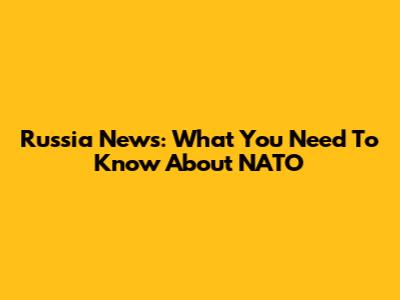 Russia News: What You Need To Know About NATO