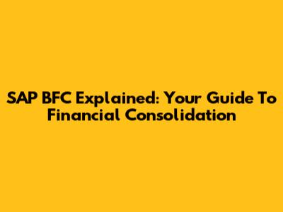 SAP BFC Explained: Your Guide To Financial Consolidation
