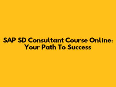 SAP SD Consultant Course Online: Your Path To Success