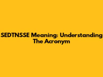 SEDTNSSE Meaning: Understanding The Acronym