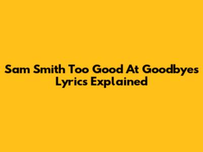 Sam Smith "Too Good At Goodbyes" Lyrics Explained
