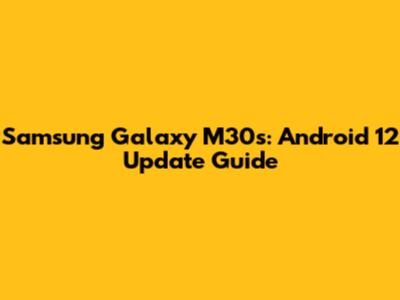 Samsung Galaxy M30s: Android 12 Update Guide
