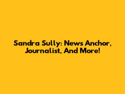 Sandra Sully: News Anchor, Journalist, And More!