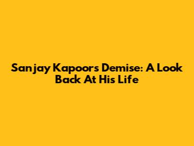 Sanjay Kapoor's Demise: A Look Back At His Life
