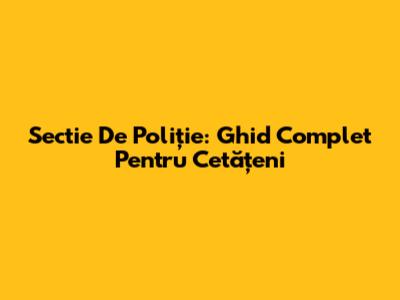 Sectie De Poliție: Ghid Complet Pentru Cetățeni