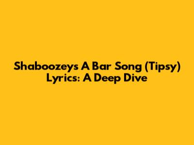 Shaboozey's "A Bar Song (Tipsy)" Lyrics: A Deep Dive