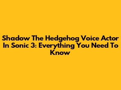 Shadow The Hedgehog Voice Actor In Sonic 3: Everything You Need To Know