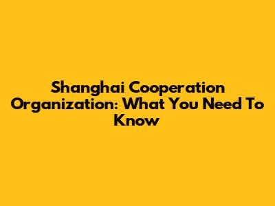 Shanghai Cooperation Organization: What You Need To Know