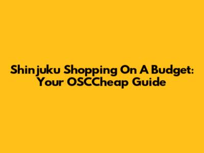 Shinjuku Shopping On A Budget: Your OSCCheap Guide