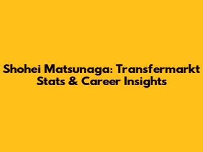 Shohei Matsunaga: Transfermarkt Stats & Career Insights