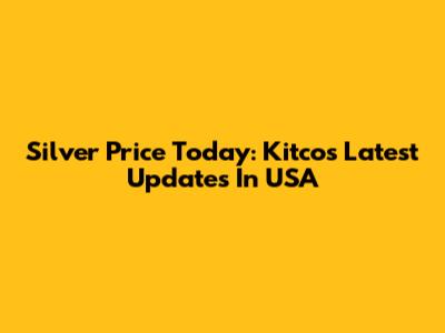 Silver Price Today: Kitco's Latest Updates In USA