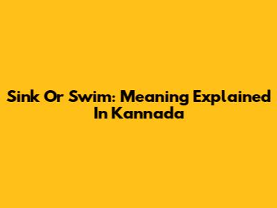 Sink Or Swim: Meaning Explained In Kannada