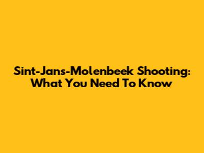 Sint-Jans-Molenbeek Shooting: What You Need To Know