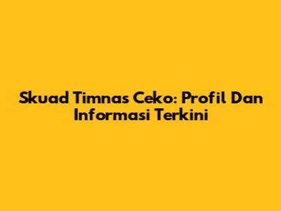 Skuad Timnas Ceko: Profil Dan Informasi Terkini