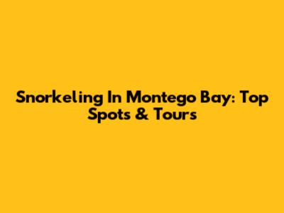 Snorkeling In Montego Bay: Top Spots & Tours