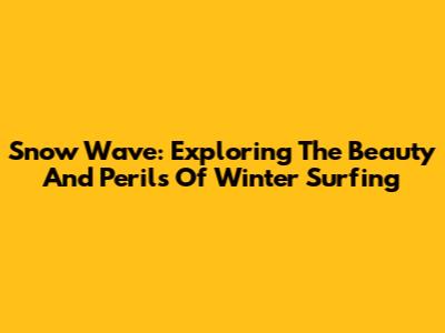 Snow Wave: Exploring The Beauty And Perils Of Winter Surfing