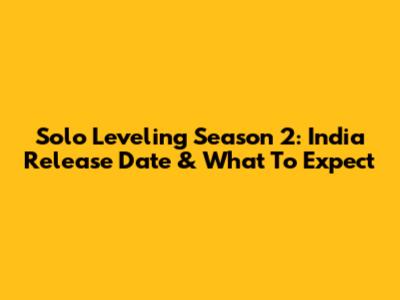 Solo Leveling Season 2: India Release Date & What To Expect