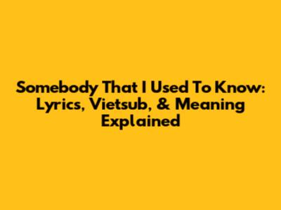 Somebody That I Used To Know: Lyrics, Vietsub, & Meaning Explained