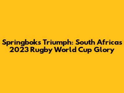 Springboks' Triumph: South Africa's 2023 Rugby World Cup Glory