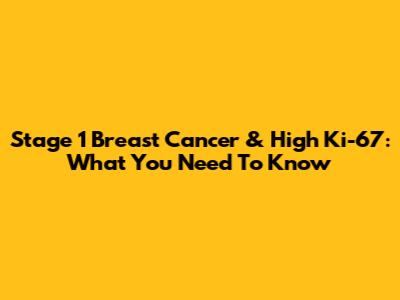 Stage 1 Breast Cancer & High Ki-67: What You Need To Know