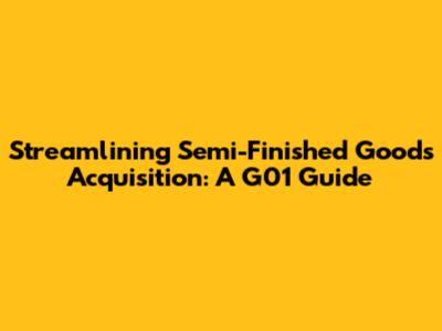 Streamlining Semi-Finished Goods Acquisition: A G01 Guide