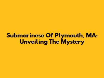 Submarinese Of Plymouth, MA: Unveiling The Mystery