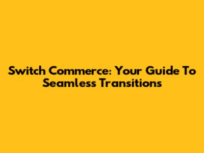 Switch Commerce: Your Guide To Seamless Transitions