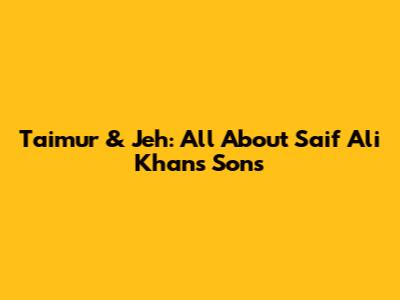 Taimur & Jeh: All About Saif Ali Khan's Sons