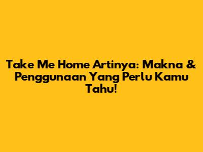 Take Me Home Artinya: Makna & Penggunaan Yang Perlu Kamu Tahu!