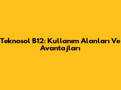 Teknosol B12: Kullanım Alanları Ve Avantajları