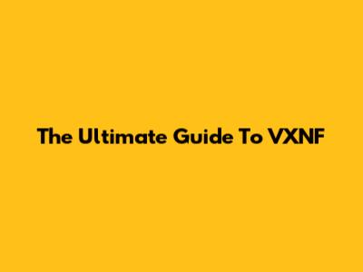 The Ultimate Guide To VXNF