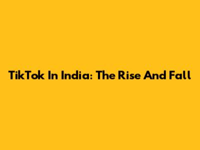 TikTok In India: The Rise And Fall