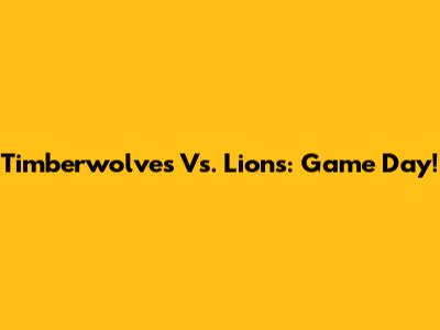 Timberwolves Vs. Lions: Game Day!