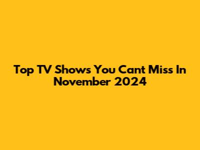 Top TV Shows You Can't Miss In November 2024