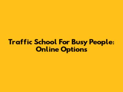 Traffic School For Busy People: Online Options