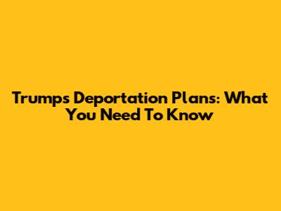 Trump's Deportation Plans: What You Need To Know