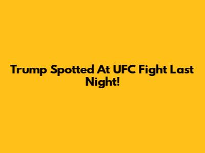 Trump Spotted At UFC Fight Last Night!