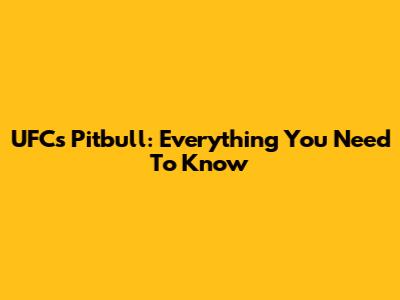 UFC's Pitbull: Everything You Need To Know