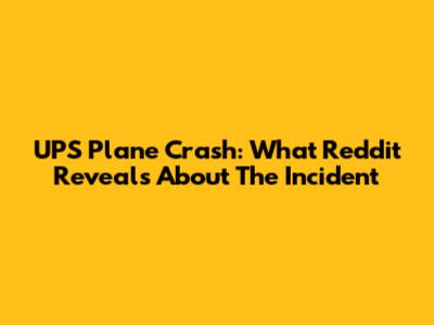 UPS Plane Crash: What Reddit Reveals About The Incident