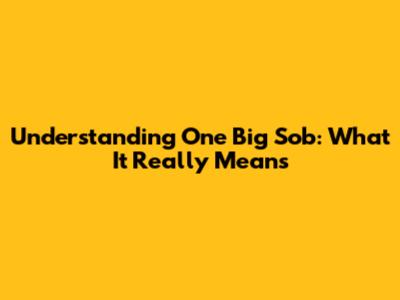Understanding "One Big Sob": What It Really Means