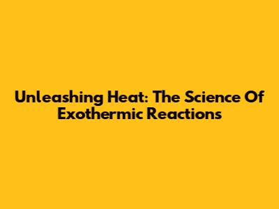 Unleashing Heat: The Science Of Exothermic Reactions