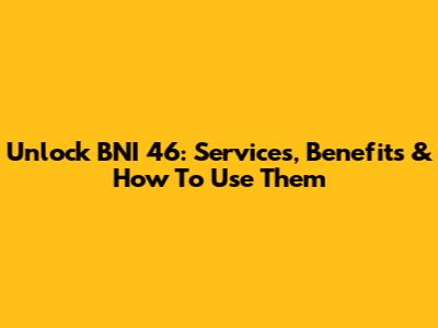 Unlock BNI 46: Services, Benefits & How To Use Them
