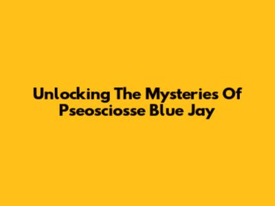 Unlocking The Mysteries Of Pseosciosse Blue Jay