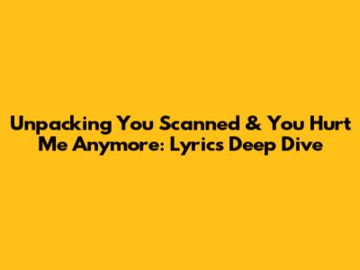 Unpacking 'You Scanned & You Hurt Me Anymore': Lyrics Deep Dive