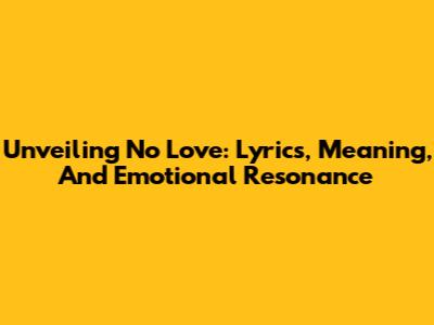 Unveiling 'No Love': Lyrics, Meaning, And Emotional Resonance