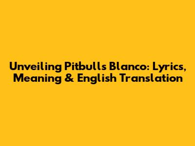 Unveiling Pitbull's 'Blanco': Lyrics, Meaning & English Translation