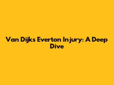 Van Dijk's Everton Injury: A Deep Dive