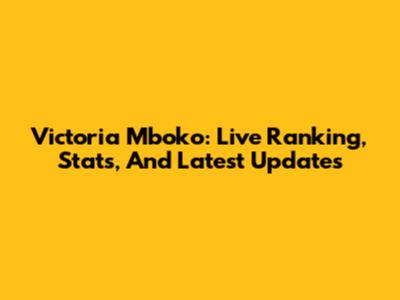 Victoria Mboko: Live Ranking, Stats, And Latest Updates