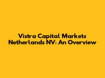 Vistra Capital Markets Netherlands NV: An Overview